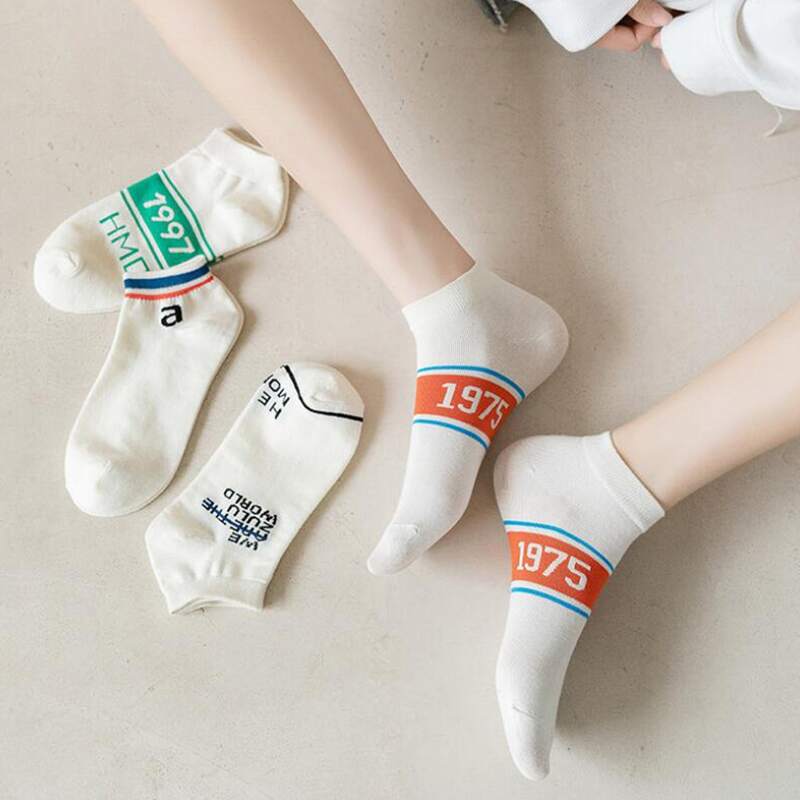 

4pairs Letter Ankle Socks, Multicolor