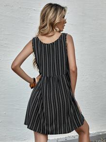 Striped Scoop Neck Smock Dress