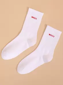 Vớ phi hành đoàn in hình trái tim - trắng - Xem 1