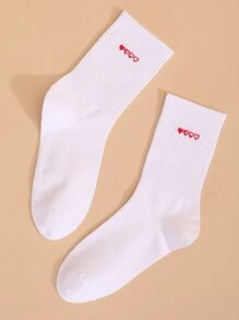 Vớ phi hành đoàn in hình trái tim - trắng - Xem 3