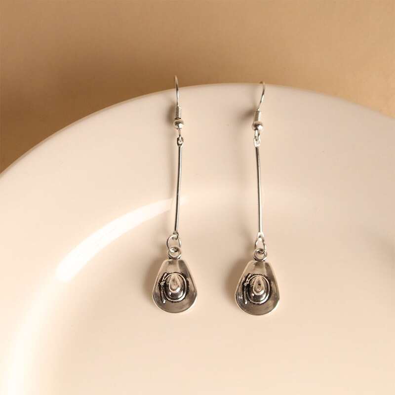 

Hat Drop Earrings, Silver
