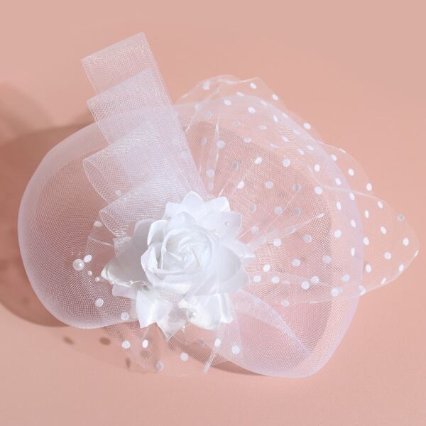 

Toddler Girls Mesh Decor Hair Clip, White