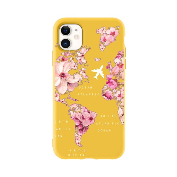 

Flower & Map Print Phone Case, Yellow