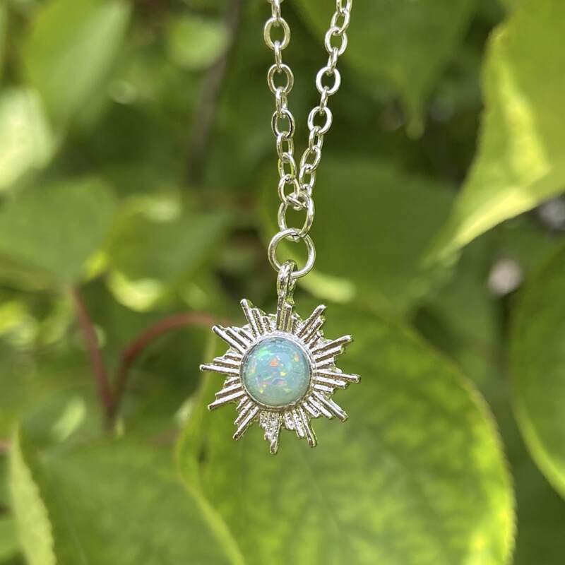 

Sun Pendant Necklace, Silver