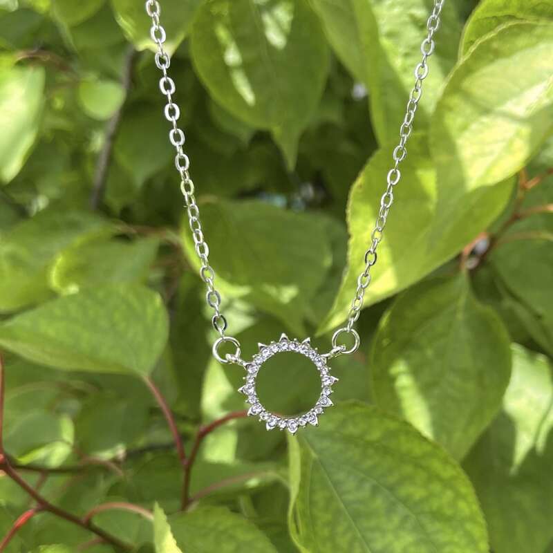 

Rhinestone Pendant Necklace, Silver