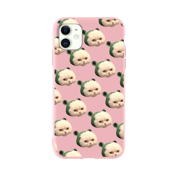 

Cat Print Phone Case, Pastel baby pink
