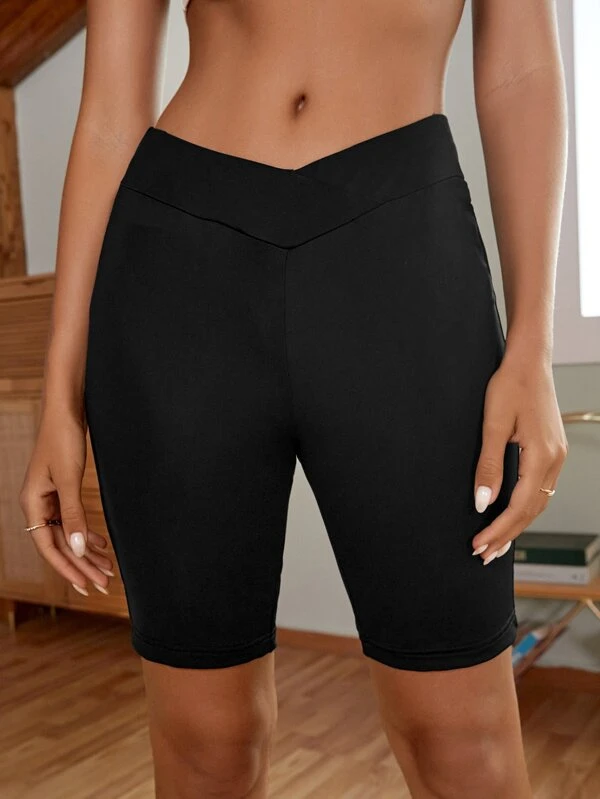 v waist biker shorts