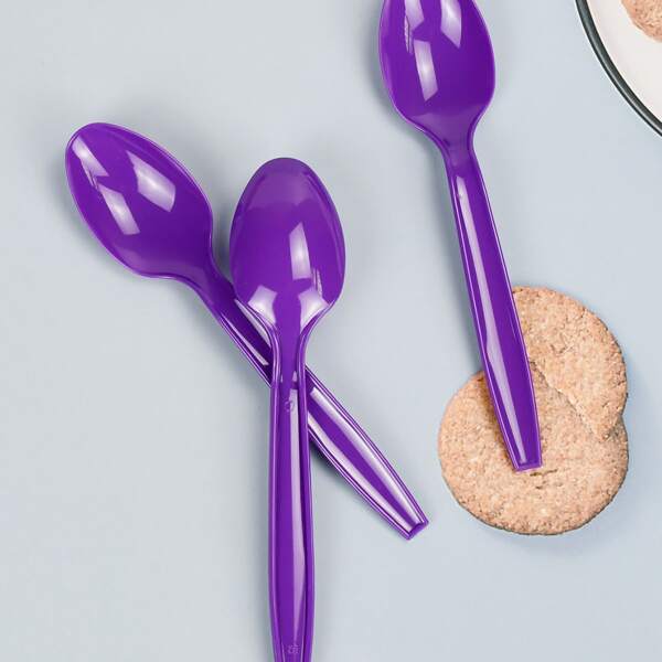 

20pcs Plastic Disposable Spoon, Purple