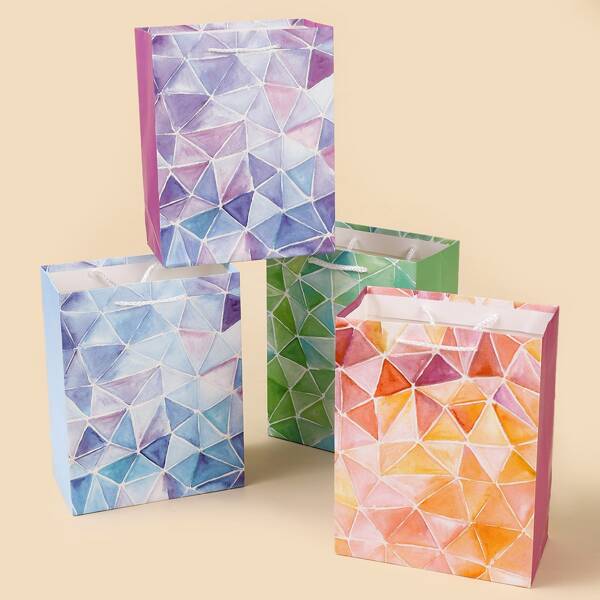 

4pcs Geometric Pattern Gift Bag, Multicolor