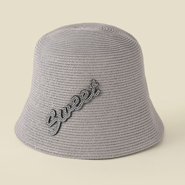 

Rhinestone Letter Decor Hat, Grey