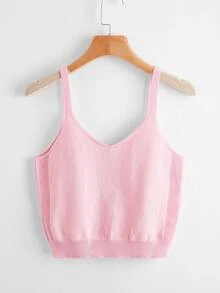 鳳梨刺繡針織吊帶上衣 - 淺粉色 - 查看 2