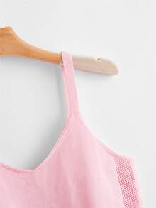 鳳梨刺繡針織吊帶上衣 - 淺粉色 - 查看 4