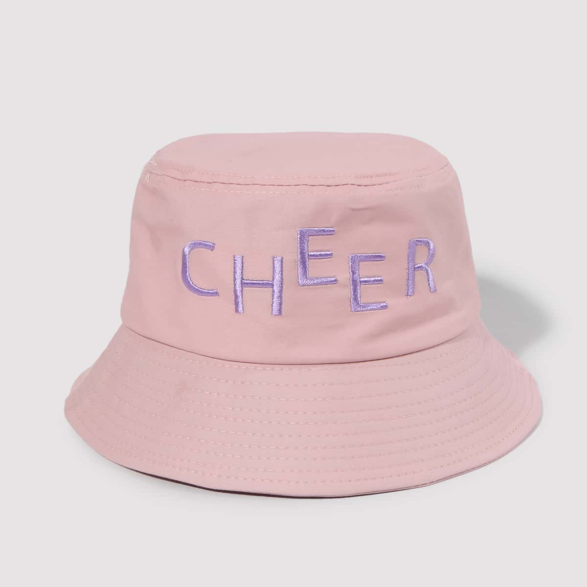 

Guys Letter Embroidered Bucket Hat, Pink
