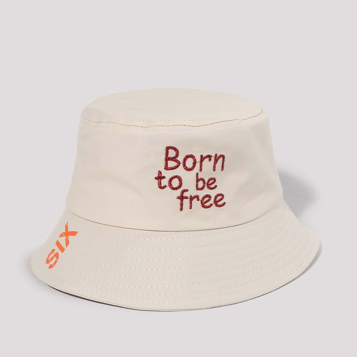 

Guys Letter Embroidered Bucket Hat, Beige
