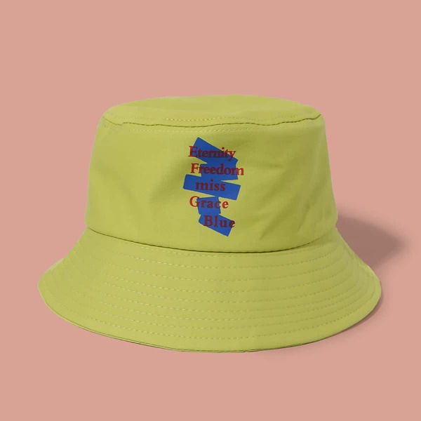 

Men Letter Graphic Bucket Hat, Green