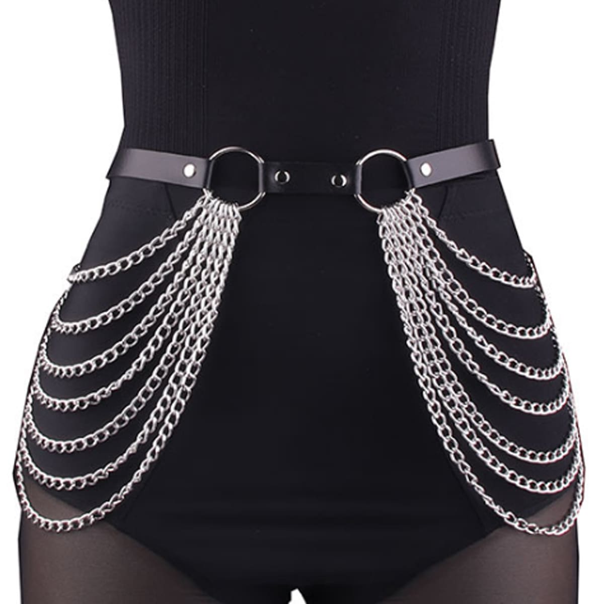 

Chain & Ring Decor Belt, Silver