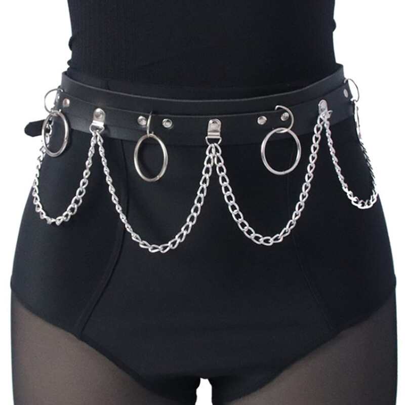 

Chain & Ring Decor Belt, Silver