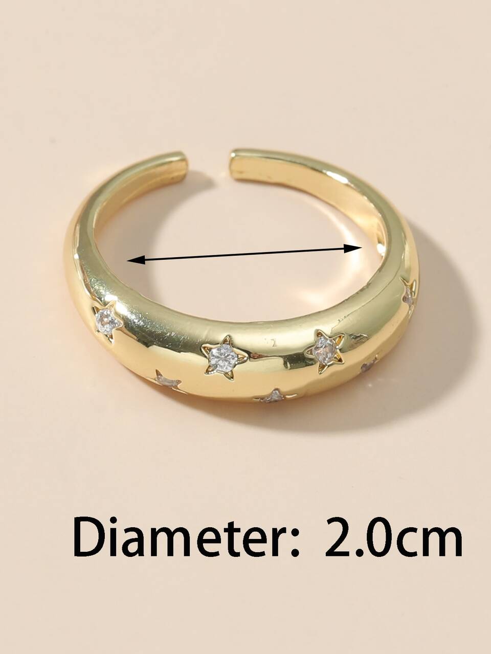 1pc Creative Retro Open Ring With Geometric Zirconia Star Decor, Fashion Accessories For Women