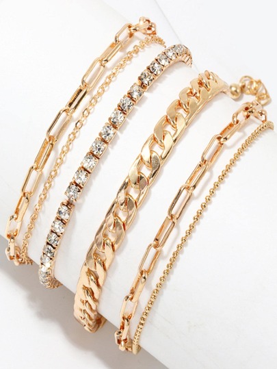 4pcs Rhinestone Layered Bracelet