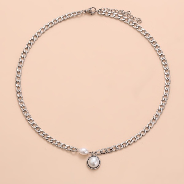 

Ожерелье с искусственным жемчугом, Серебряные