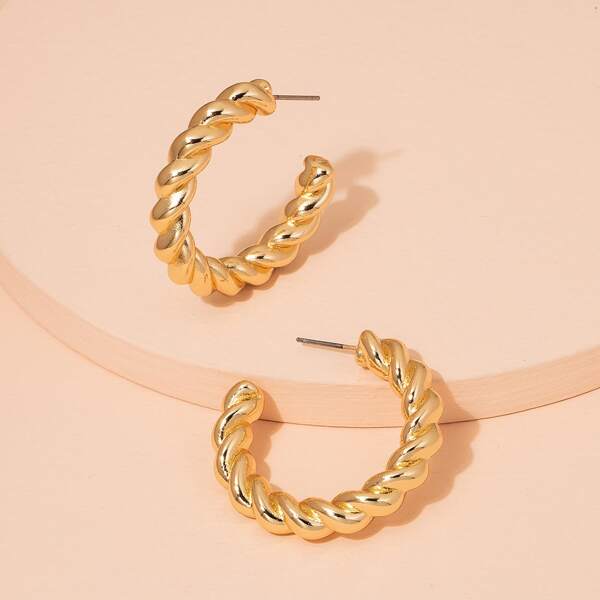 

Twist Open Hoop Earrings, Gold