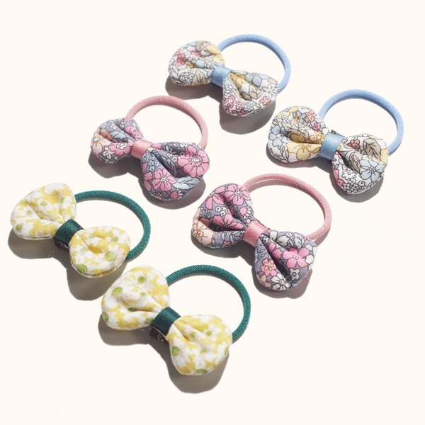

6pcs Toddler Girls Bow Decor Hair Tie, Multicolor