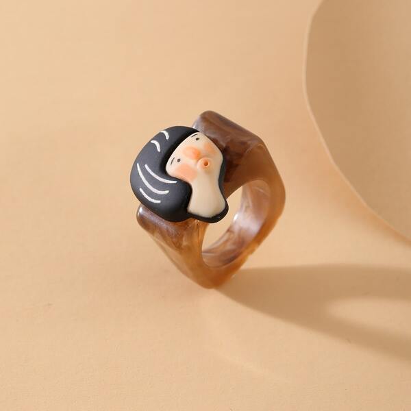 

Cartoon Figure Decor Resin Ring, Brown