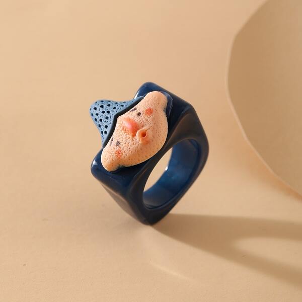 

Cartoon Figure Decor Resin Ring, Blue