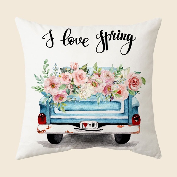 

Flower Print Cushion Cover Without Filler, Multicolor