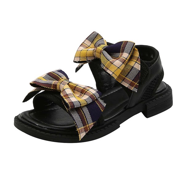 

Girls Plaid Bow Decor Sandals, Yellow