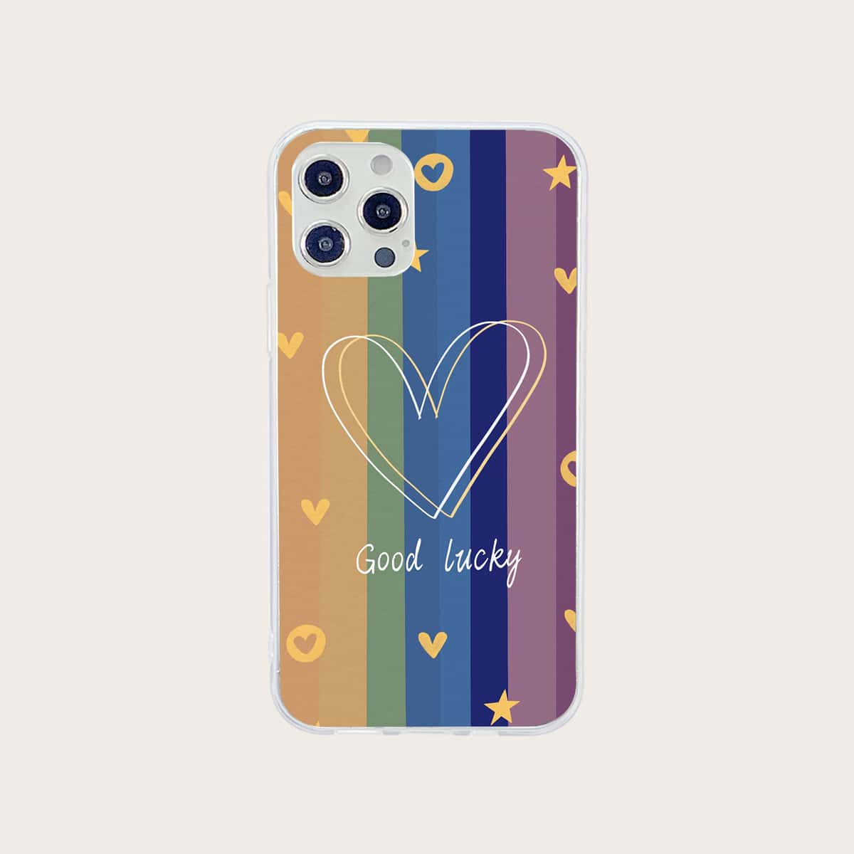 

Striped & Heart Phone Case, Multicolor