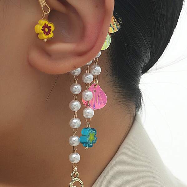 

Faux Pearl Drop Ear Wrap, Multicolor