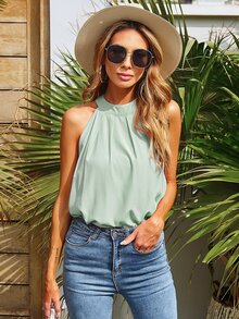 Halter Top mit Schlüsselloch hinten - Minzgrün - Übersicht 5