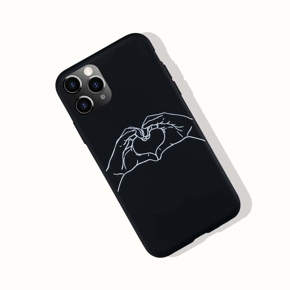 

Heart Gesture Phone Case, Black