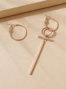 Simple Mismatched Earrings - Yellow Gold - View 1