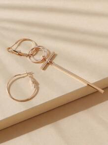 Simple Mismatched Earrings - Yellow Gold - View 3