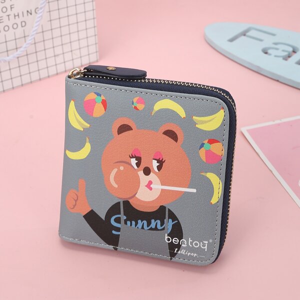 

Girls Cartoon Graphic Wallet, Grey