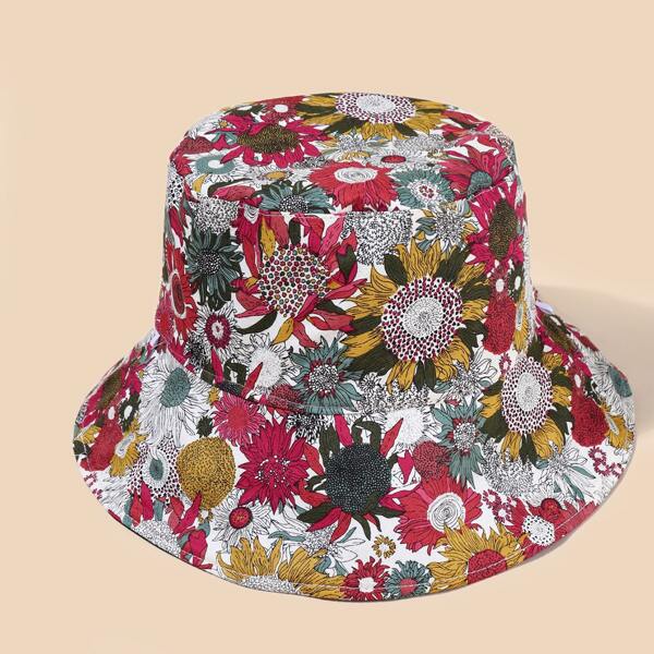 

Flower Print Reversible Bucket Hat, Multicolor