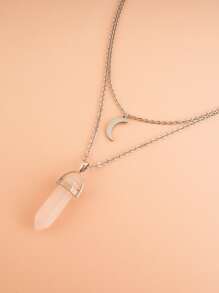 Vòng cổ xếp lớp quyến rũ mặt trăng - Hồng - Xem 2