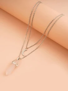 Vòng cổ xếp lớp quyến rũ mặt trăng - Hồng - Xem 3