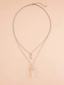 Vòng cổ xếp lớp quyến rũ mặt trăng - Hồng - Xem 4