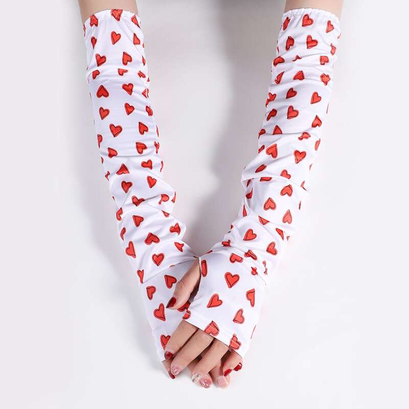 

Heart Long Fingerless Gloves, Multicolor
