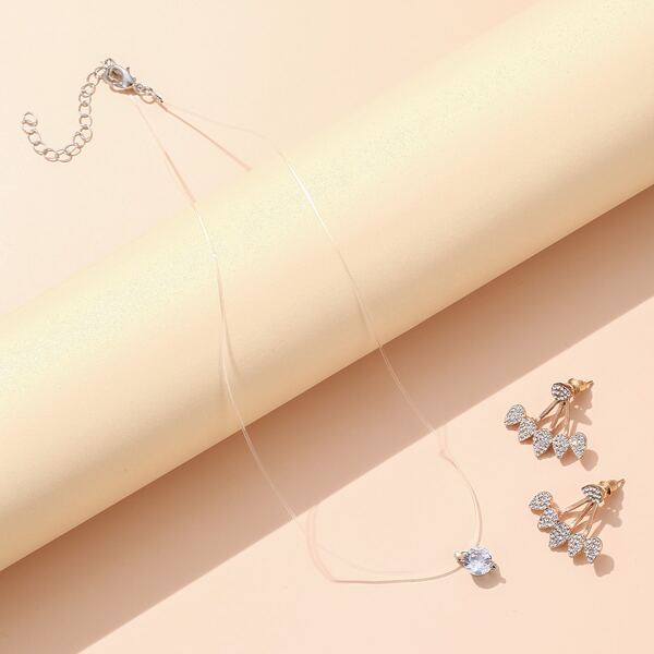 

3pcs Rhinestone Decor Jewelry Set, Multicolor