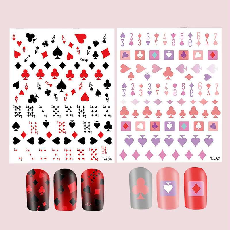 

2sheets Playing Card Nail Art Sticker, Multicolor