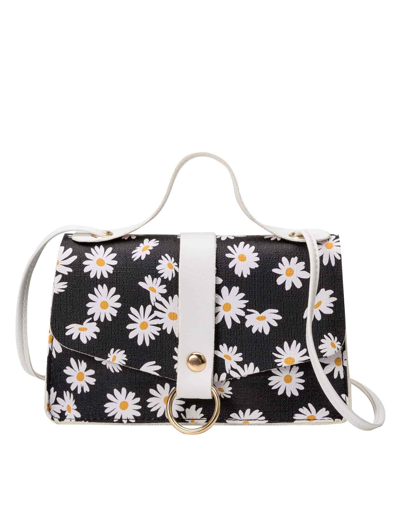 floral graphic satchel bag