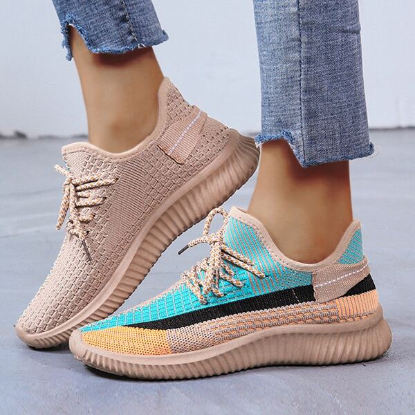 

Colorblock Lace Up Decor Sport Shoes, Khaki