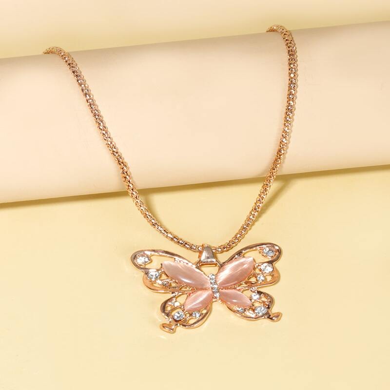 

Butterfly Pendant Necklace, Multicolor