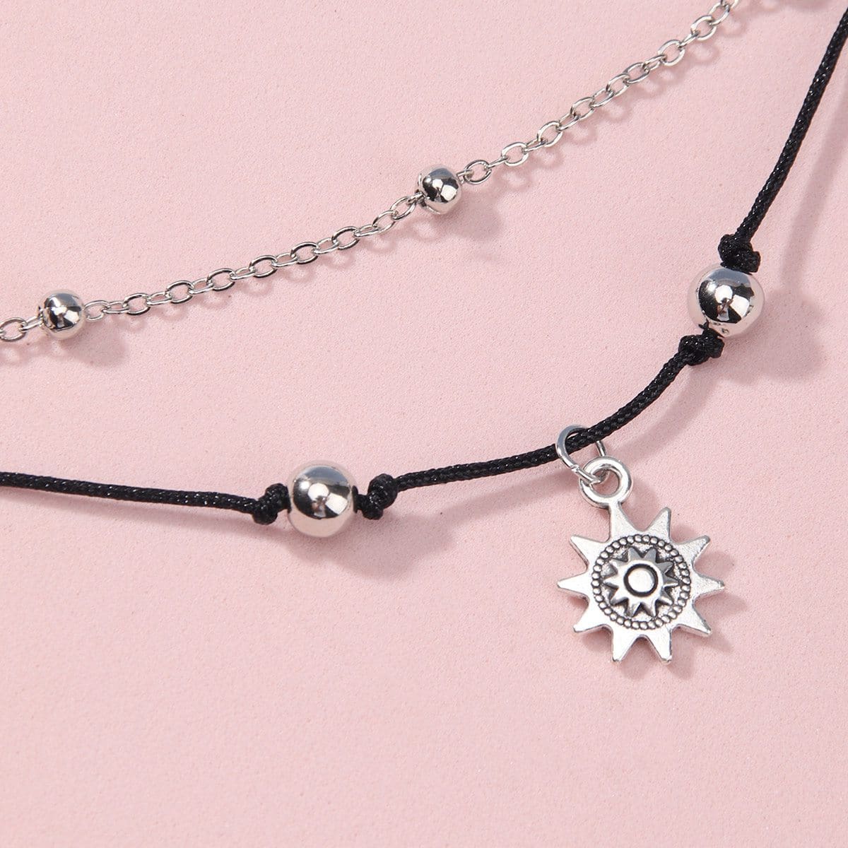 

Sun Decor Anklet, Silver