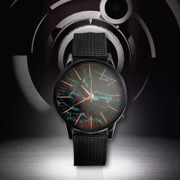 

Men Marble Pattern Dial Round Pointer Quartz Watch
