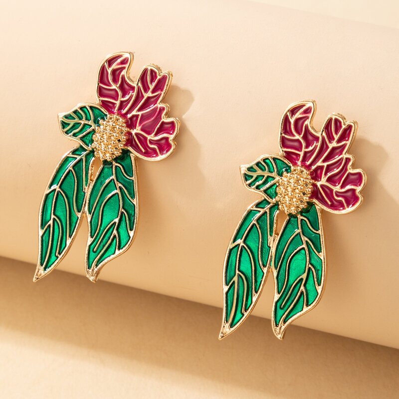 

Flower Pattern Stud Earrings, Multicolor